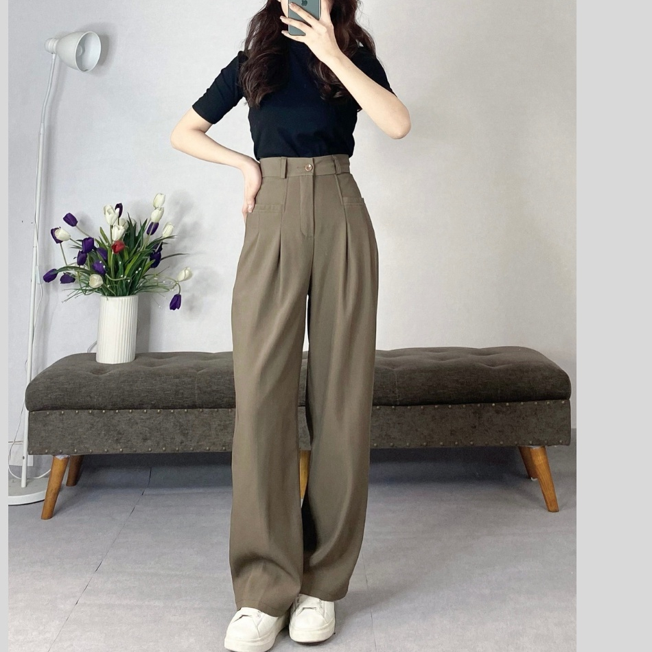 Ảnh Quần công sở nữ ống suông túi ngang , chất chéo Ruby cao cấp EMIX Quansuong258/P1K10.11 3