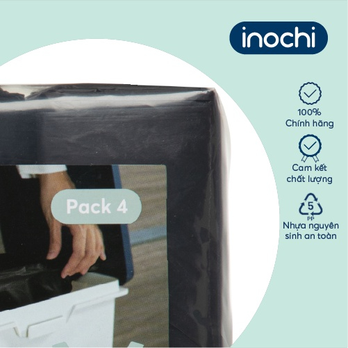 Lô 4 cuộn túi đựng rác tự phân hủy sinh học Inochi Có Quai Hơn 20% túi 10-25-50L phù hợp nhiều thùng rác