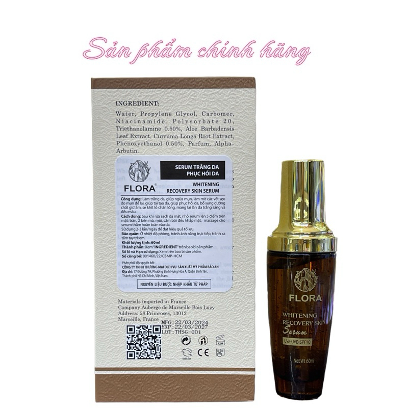 Serum FLORA trắng da phục hồi da 60ml