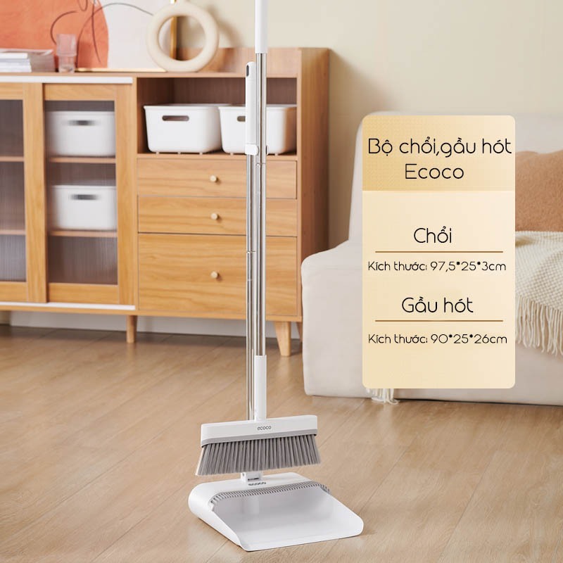 Chổi Quét Nhà ECOCO Kèm Hót Rác Gấp Gọn Cán Dài Thông Minh, Bộ Chổi ...