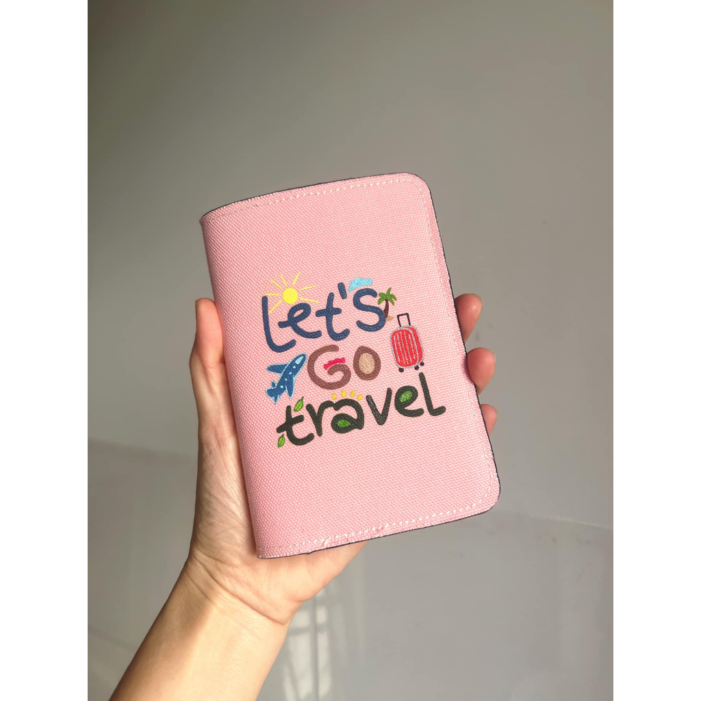 Bao Da Hộ Chiếu Vẽ Chữ Let's Go Travel - Màu Hồng | Shopee Việt Nam