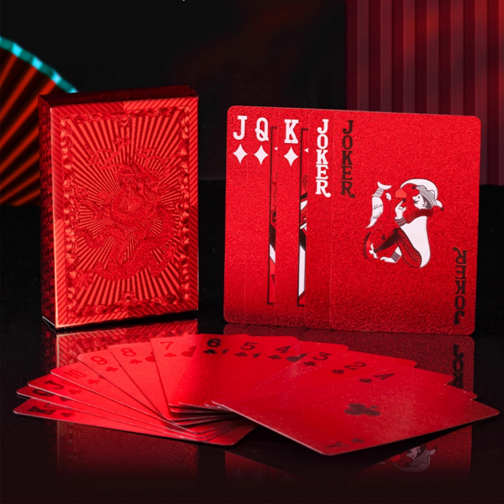 Ảnh Bộ Bài Tây PVC Đỏ 55 Lá Bài May Mắn - Thẻ Bài Poker Sưu Tầm Trưng Bày Màu Đỏ Siêu Đẹp Chính Hãng Amalife 4