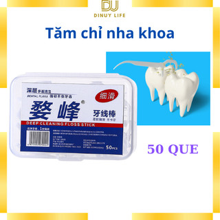 Tăm chỉ nha khoa hộp 50 cây tiệt trùng chăm sóc vệ sinh răng miệng dùng 1 lần