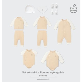 La pomme SS2024 Set sơ sinh La pomme ngộ nghĩ - màu be cho bé