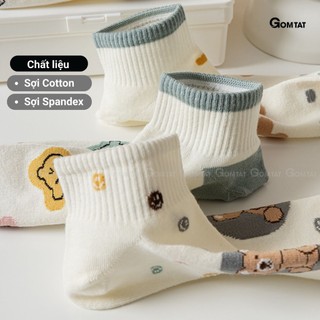 Set 5 đôi tất nữ cổ ngắn GOMTAT, chất liệu cotton cao cấp mềm mịn, hút ẩm khử mùi thoáng khí - UYE-CB098