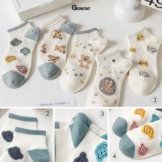 Set 5 đôi tất nữ cổ ngắn GOMTAT, chất liệu cotton cao cấp mềm mịn, hút ẩm khử mùi thoáng khí - UYE-CB098