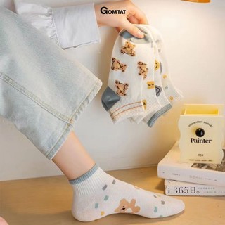 Set 5 đôi tất nữ cổ ngắn GOMTAT, chất liệu cotton cao cấp mềm mịn, hút ẩm khử mùi thoáng khí - UYE-CB098