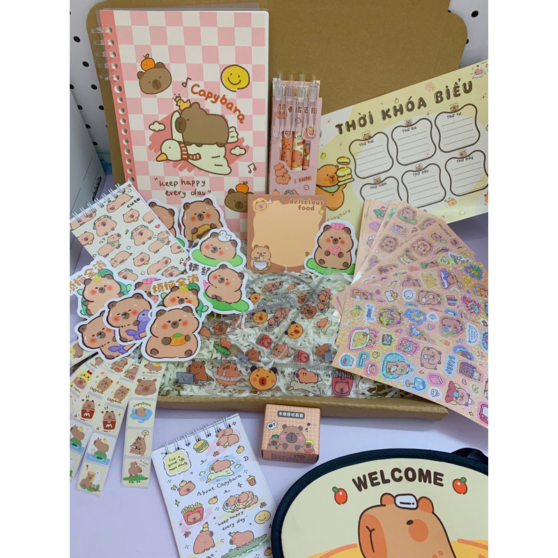 [CAPYBARA BOX STATIONERY] - Set đồ dùng học tập Capybara - chuột lang ...
