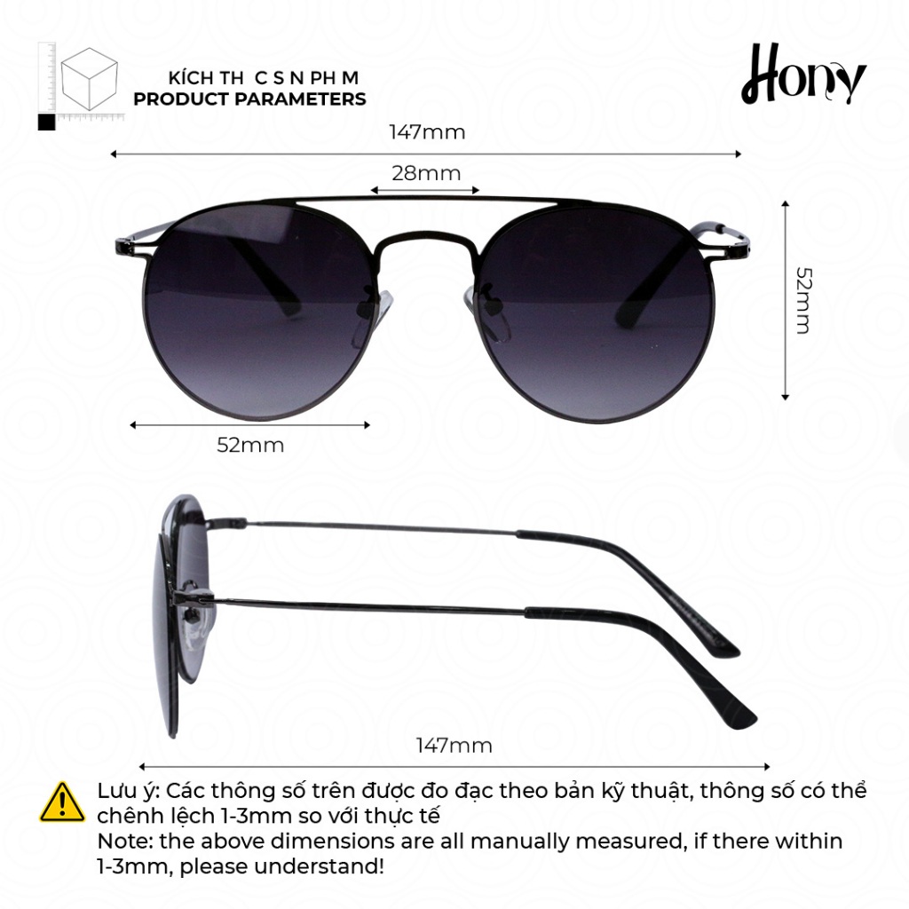 Kính râm Unisex thời trang HONY, đen thời thượng cho trẻ em B11