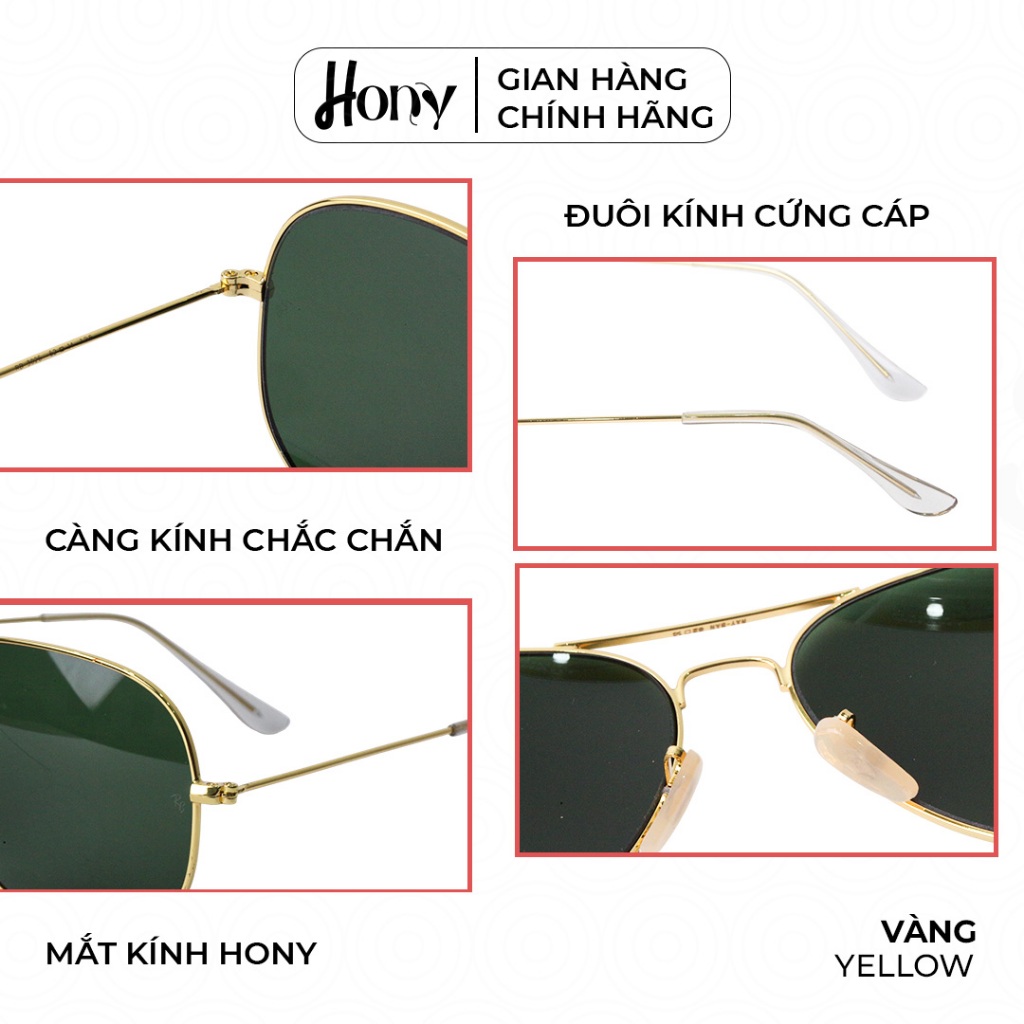 Kính râm Nam thời trang HONY, tròng xanh rêu khung kim loại cao cấp