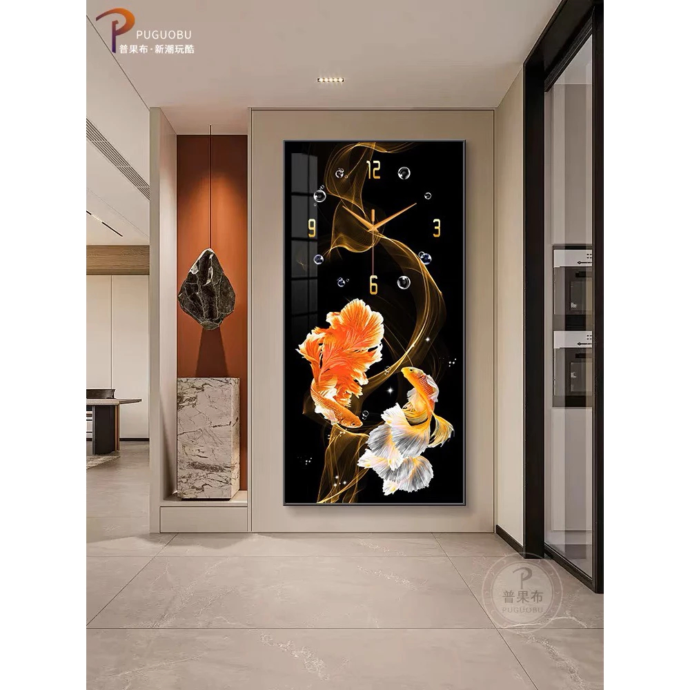 Đồng hồ đôi cá tài lộc treo tường, cửa hàng, văn phòng, quà tặng khai trương, tân gia, kỉ niệm