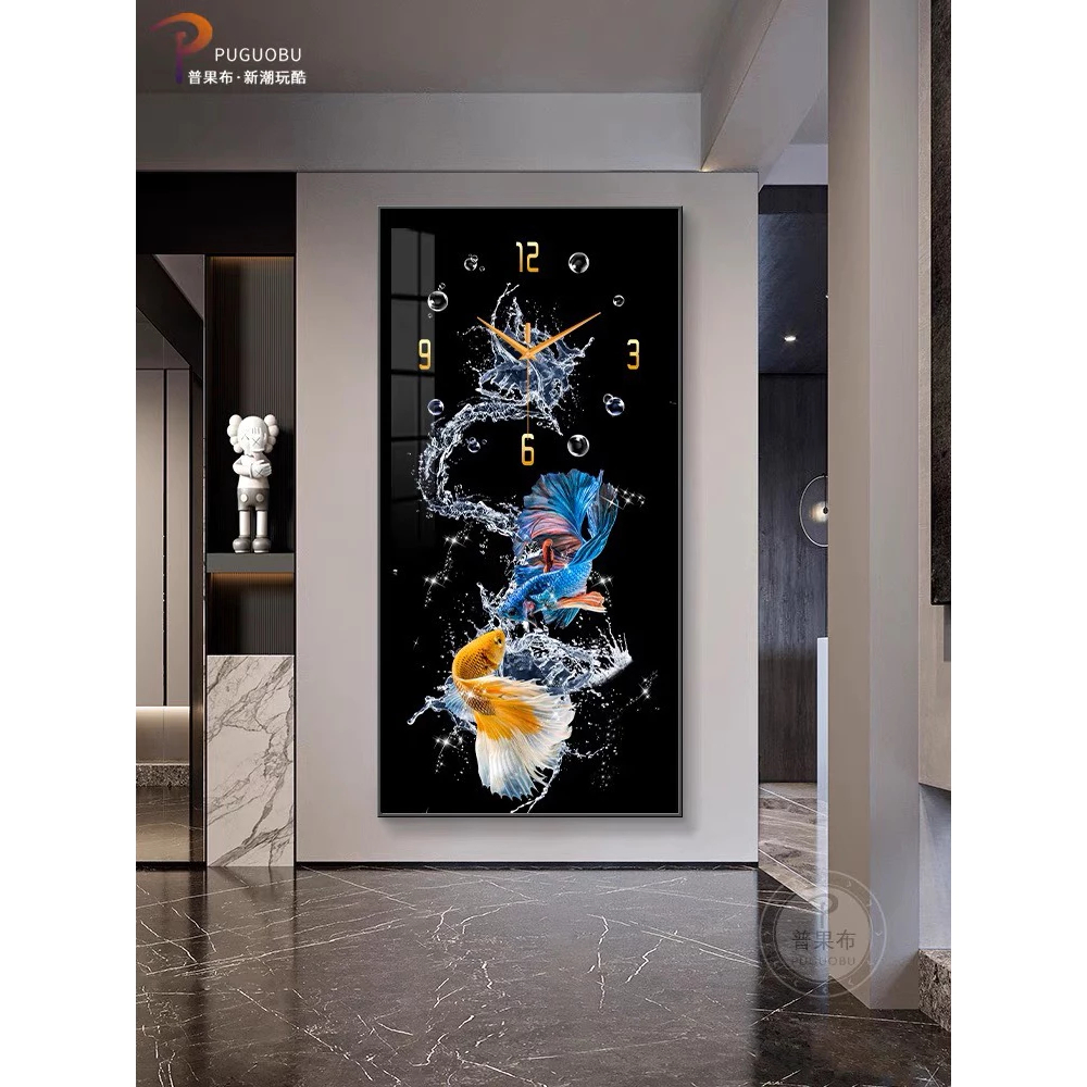 Đồng hồ đôi cá tài lộc treo tường, cửa hàng, văn phòng, quà tặng khai trương, tân gia, kỉ niệm