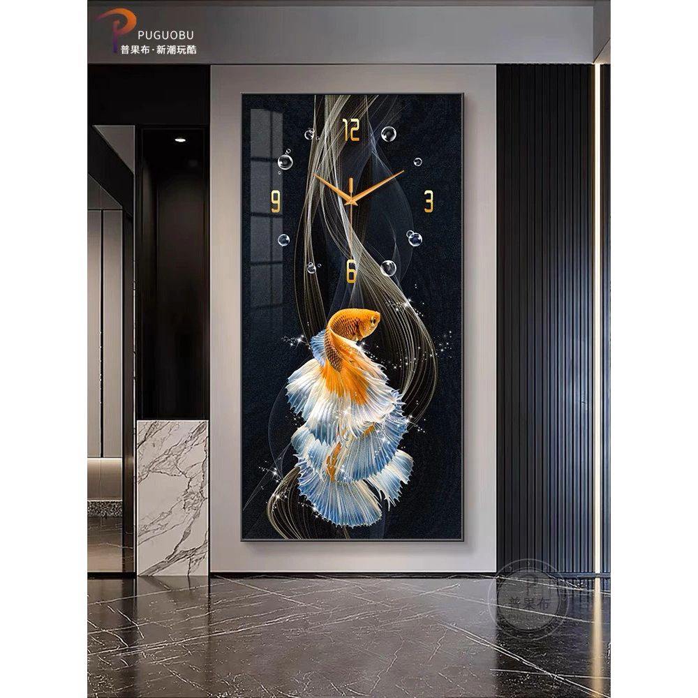 Đồng hồ đôi cá tài lộc treo tường, cửa hàng, văn phòng, quà tặng khai trương, tân gia, kỉ niệm