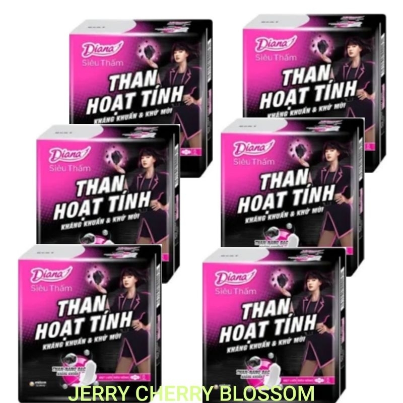 Bộ 6 gói băng vệ sinh than hoạt tính 8 miếng/ gói( lưới là siêu thấm, mặt bông là sensi)