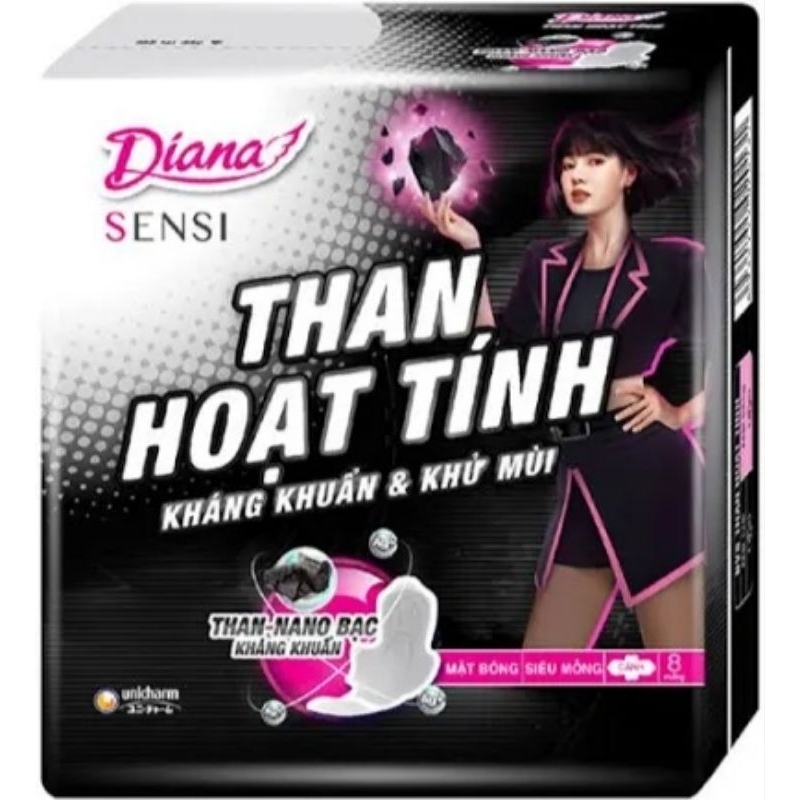 Bộ 6 gói băng vệ sinh than hoạt tính 8 miếng/ gói( lưới là siêu thấm, mặt bông là sensi)