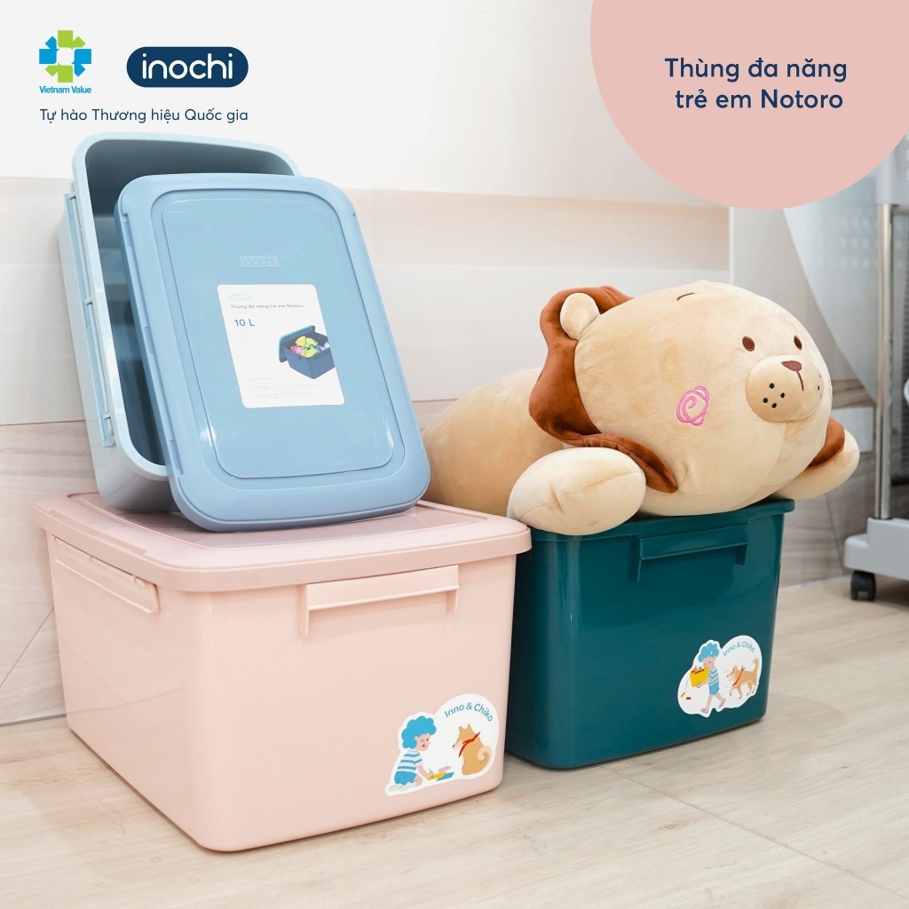 Thùng đa năng, thùng đựng đồ chơi quần áo trẻ em Inochi nhiều dung tích INOCHI dung tích 10L_18L_30L