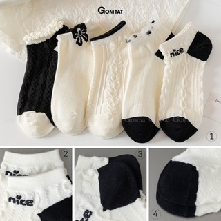 Set 5 đôi vớ nữ cố ngắn GOMTAT, màu sắc basic chất liệu cotton mềm mịn, hút ẩm khử mùi êm chân - UYE-CB099