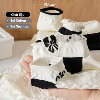 Set 5 đôi vớ nữ cố ngắn GOMTAT, màu sắc basic chất liệu cotton mềm mịn, hút ẩm khử mùi êm chân - UYE-CB099