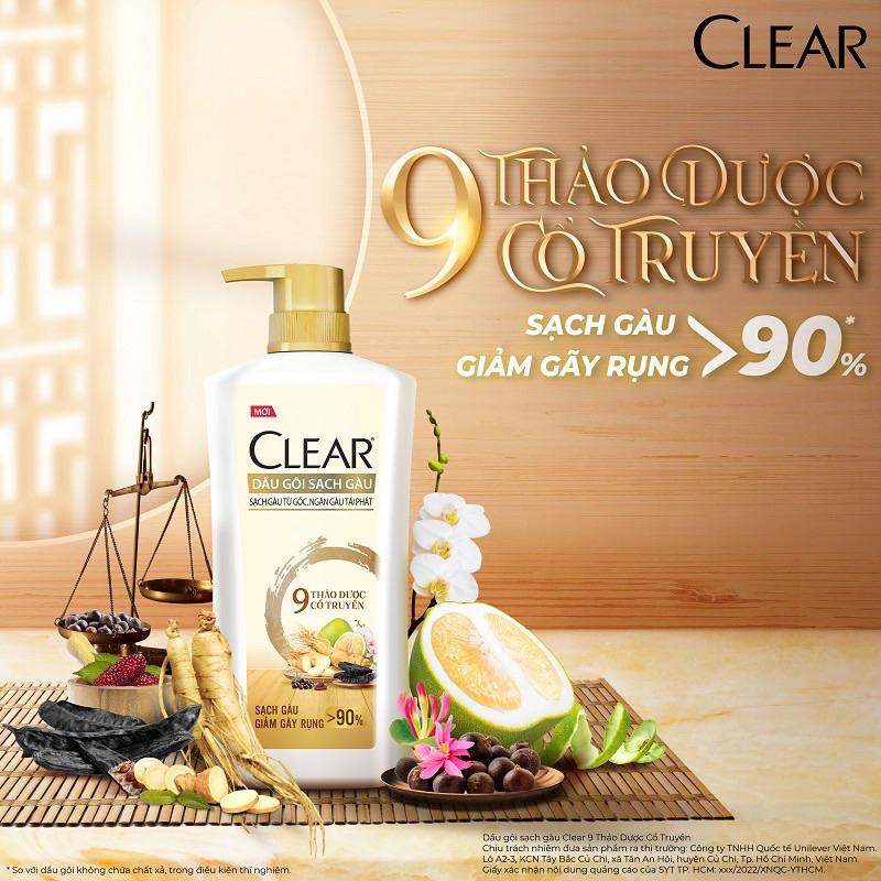 Dầu gội sạch gàu Clear Botanique 9 thảo dược quý 340g , 630g .