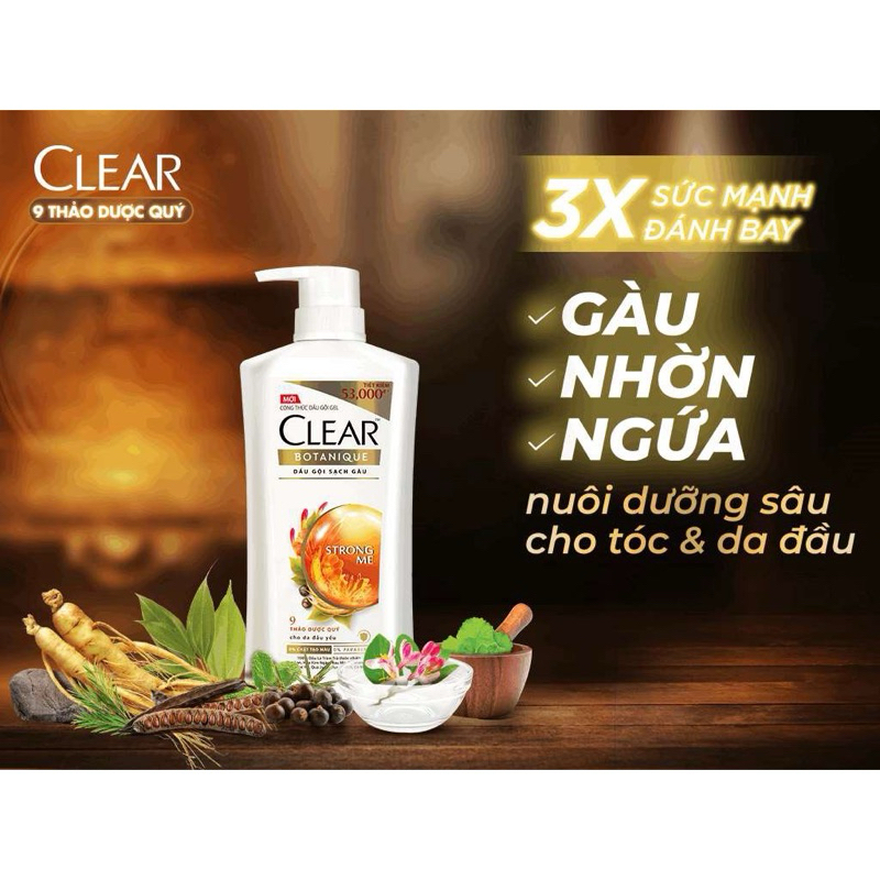 Dầu gội sạch gàu Clear Botanique 9 thảo dược quý 340g , 630g .