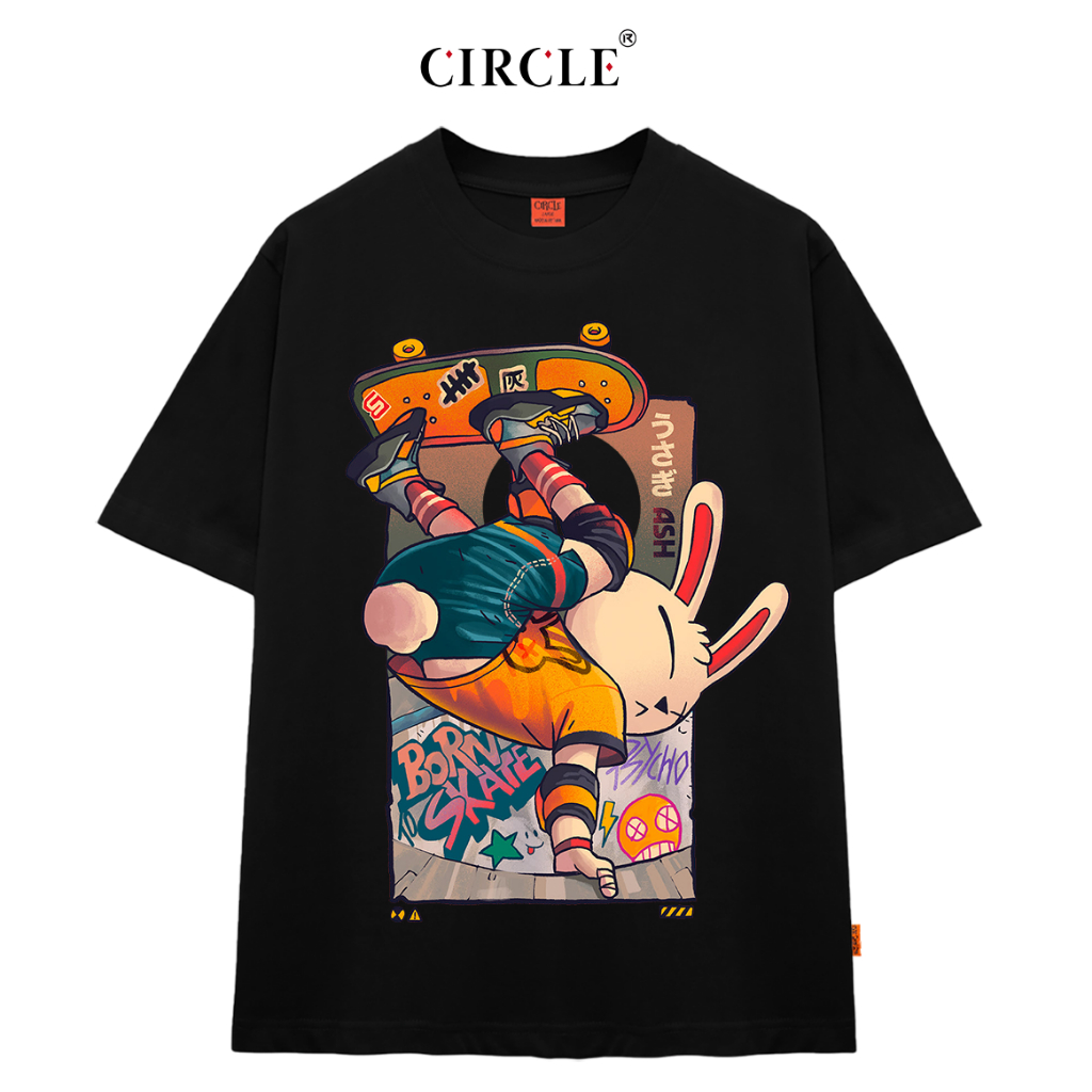 Áo thun CIRCLE Rabbit 47 cá tính unisex nam nữ form vừa cổ tròn cotton ...