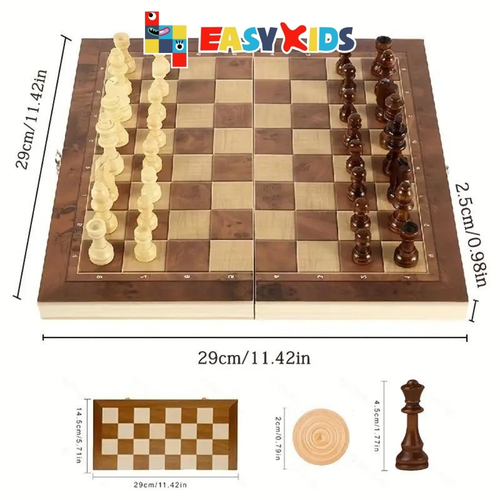 Cờ Vua Gỗ Quốc Tế, Bộ Cờ Vua Cao Cấp Nam Châm Đẹp Kích Thước 29x29 cm