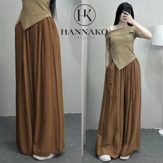 Quần Ống Rộng Vải Đũi BigSize Hannako - fashion, Quần Đũi Suông Ống Rộng Cạp Chun Giả Váy 125