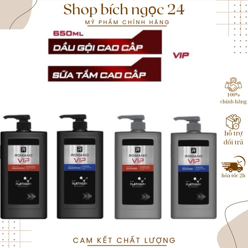 Dầu gội , cao cấp Romano Vip sang trọng đẳng cấp tóc chắc khỏe 650g