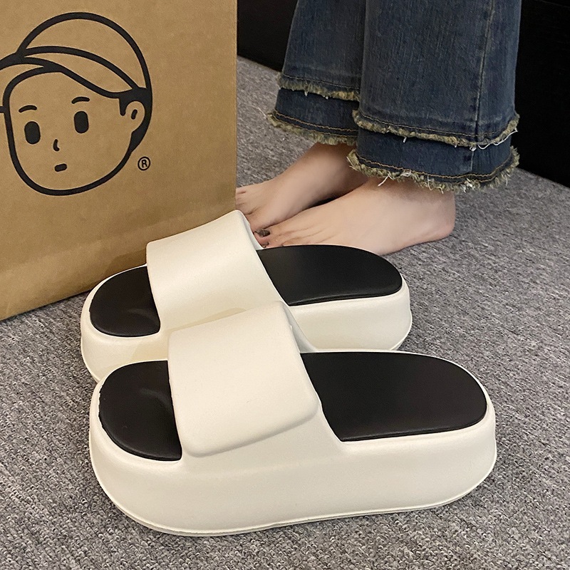 dép bánh mì nữ hàn quốc đen trắng