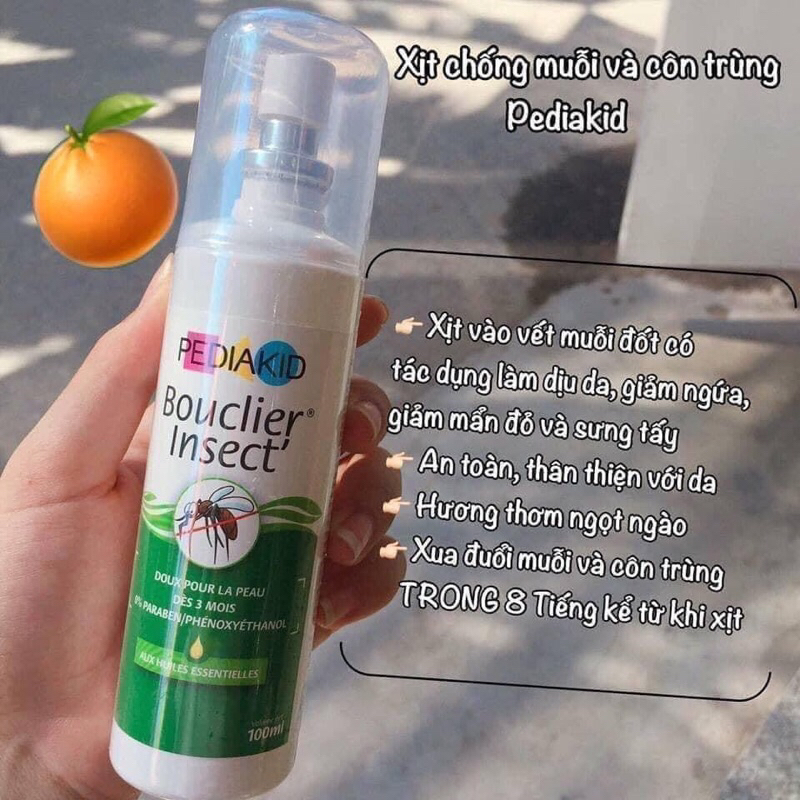 Xịt muỗi côn trùng bảo vệ làn da giảm ngứa cho bé trên 3 tháng tuổi Pediakid Bouclier Insect Spray, Pháp