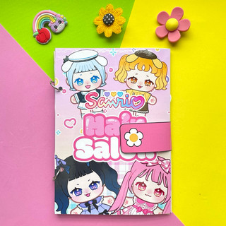 Đồ chơi bóc dán tiệm làm tóc thời trang Sanrio - búp bê giấy