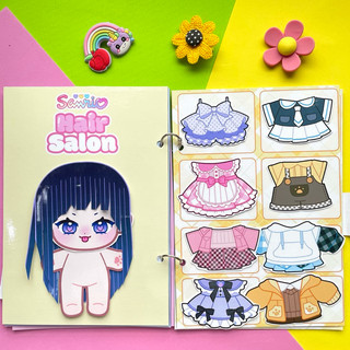 Đồ chơi bóc dán tiệm làm tóc thời trang Sanrio - búp bê giấy