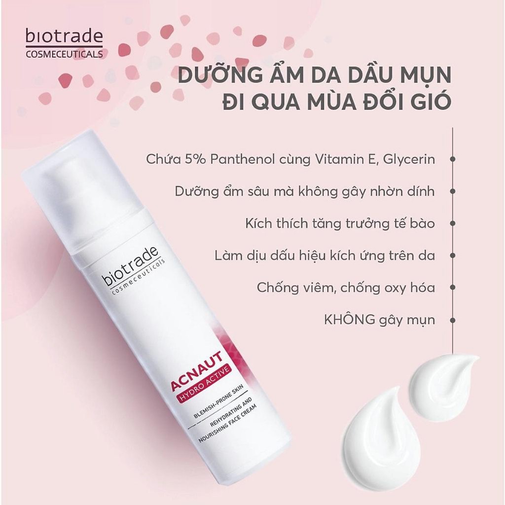 Kem dưỡng giảm mụn phục hồi BIOTRADE HYDRO ACTIVE CREAM làm dịu & cấp ẩm cho làn da sau peel 60ml