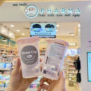 Cốc Uống Nước Có Nắp Đậy Cắm Ống Hút Kokubo Nắp Hồng Nhật Bản (500ml)