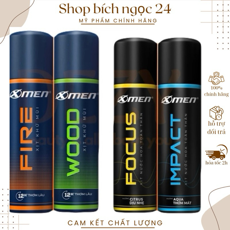Xịt thơm toàn thân X Men FIRE/WOOD cho nam lưu hương lâu 100ml,140ml