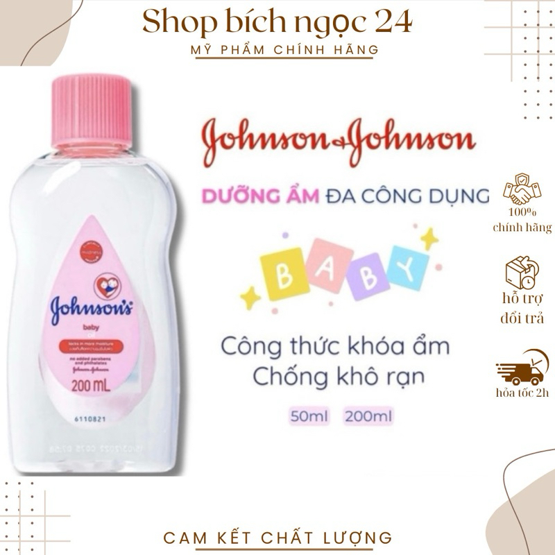 Dầu Mát Xa Johnson's Baby Oil làm từ dầu khoáng tự nhiên 200ml