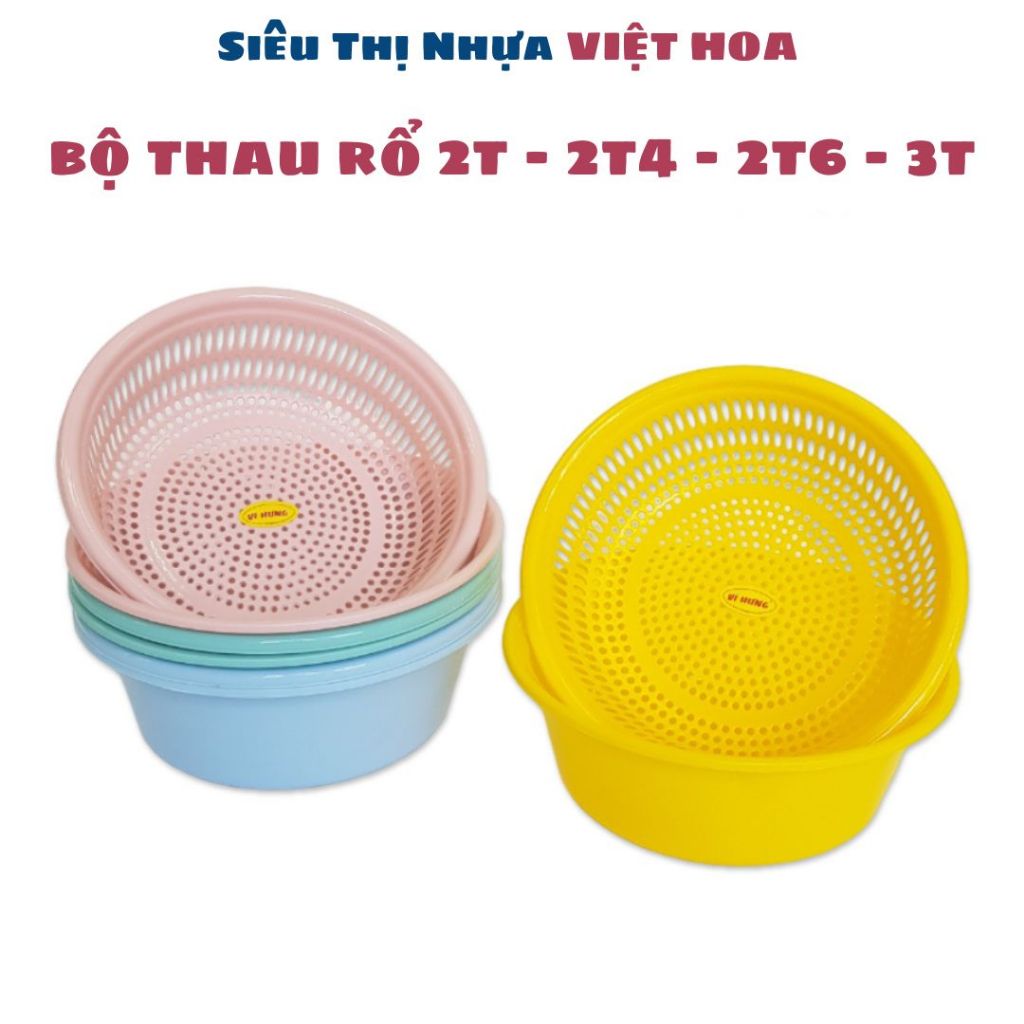 Bộ thau rổ size nhiều size, bộ thau rổ kiểu nhựa chính phẩm PP, Bộ Thau ...