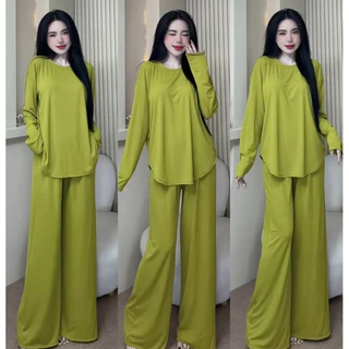 [TĂM LẠNH] BỘ TAY DÀI QUẦN SUÔNG TĂM LẠNH VẠT BẦU NHIỀU MÀU - HNCLOSET