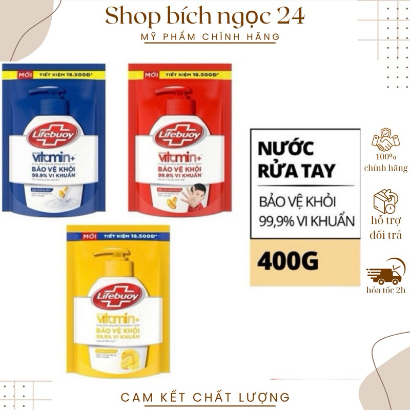 Nước rửa tay lifebuoy diệt khuẩn túi 400g