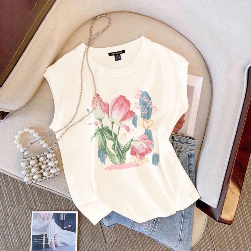 Áo sát nách không tay JULY, Áo tanktop in hình Chất cotton trẻ trung mùa hè mát mẻ