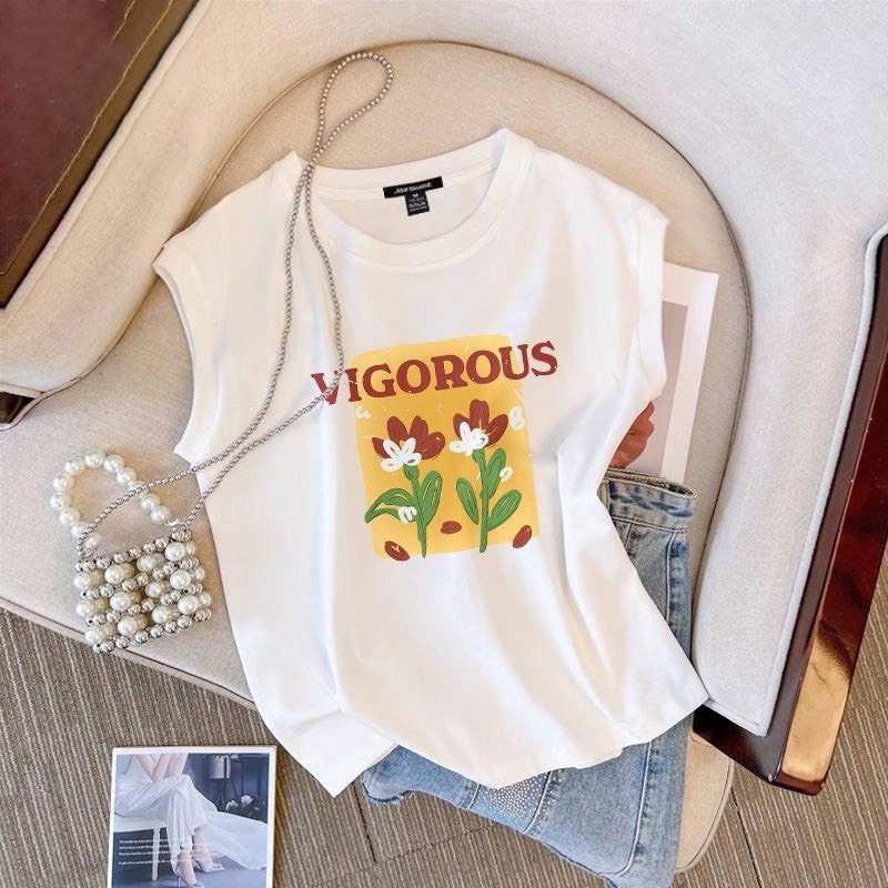 Áo sát nách không tay JULY, Áo tanktop in hình Chất cotton trẻ trung mùa hè mát mẻ