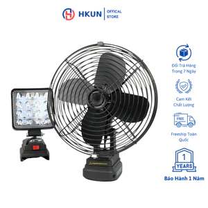 Combo thân đèn 16 bóng led và thân quạt 8 inch chân pin phổ thông
