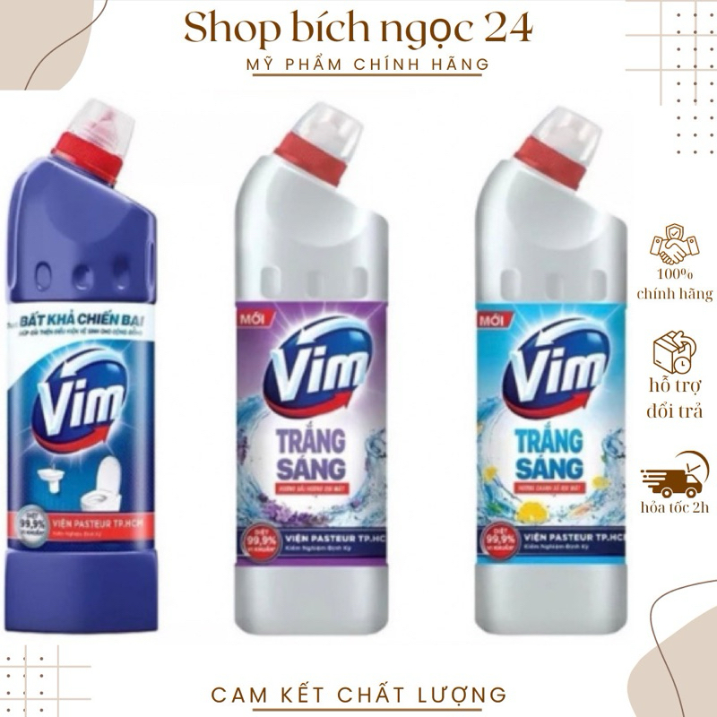 Nước Tẩy Bồn Cầu Diệt Khuẩn Vim , vim chanh , vim lanvender ,vim zero chai 550ml, Combo 2 chai 880ml