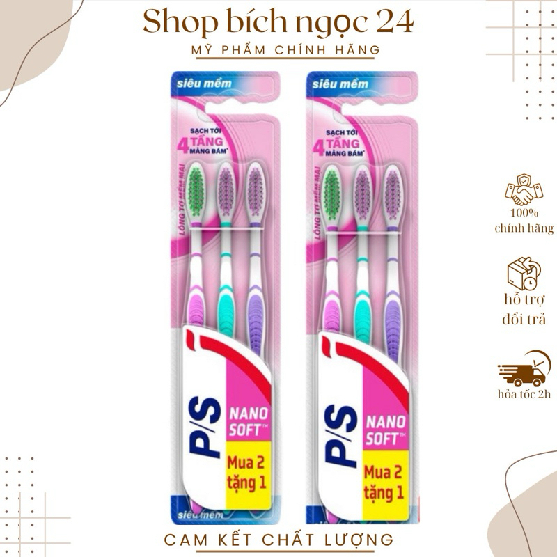 Bộ 3 Bàn Chải Đánh Răng P/S Lông Tơ Mềm Mại Siêu Mềm (Mới)