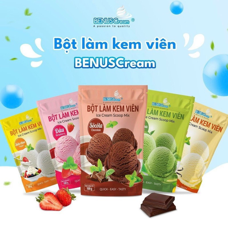 Bột làm kem viên, bột làm kem gia đình Benuscream 100gr | Shopee Việt Nam
