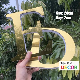 Chữ Nổi Vàng Gương 20cm T2 In Hoa Dán Tường Trang Trí Shop - Chữ Decor Biển quảng cáo Chất Liệu Fomex Alu