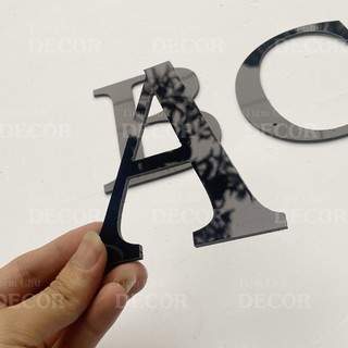 Chữ Alu Đen Gương 10cm dày 3mm T2 In Hoa có chân trang trí dán tường - biển quảng cáo