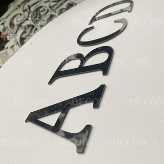 Chữ Alu Đen Gương 10cm dày 3mm T2 In Hoa có chân trang trí dán tường - biển quảng cáo