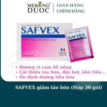 (Hàng sẵn) Safvex men vi sinh cho bé hỗ trợ giảm táo bón bổ sung chất xơ cho bé hộp 30 gói x 3g