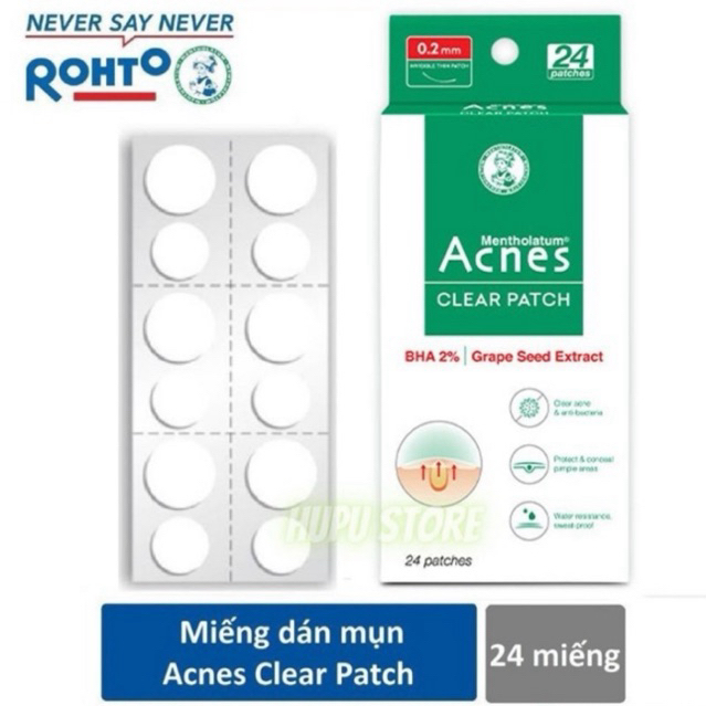 Miếng dán mụn giúp giảm mụn sưng viêm Acnes Clear Patch (24 Miếng)